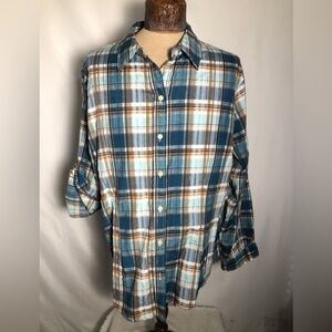 Womens Teal & Tan Longsleeve Shirt. Size 18.